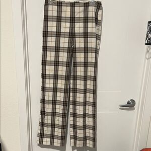 Burberry Plaid Design Zipper Pants Luxury Work Event Vacation Office Resort